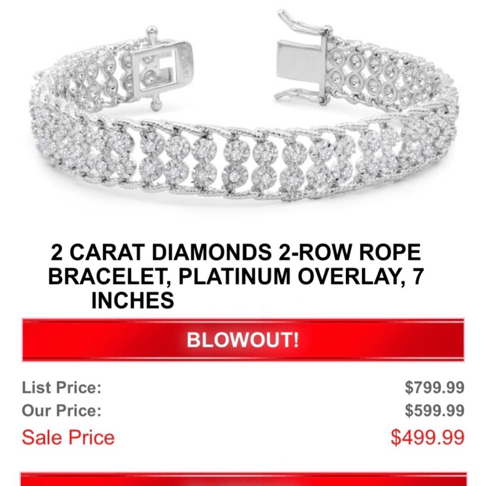 2 ct diamond two rope bracelet w/platinum inlay